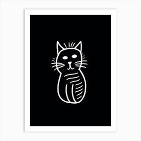 Minimalist Sketch Cat Line Drawing 2 Art Print