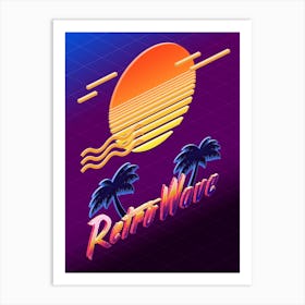 Isometric Retrowave: Sunset [synthwave/vaporwave/cyberpunk] — aesthetic poster, retrowave poster, neon poster Art Print