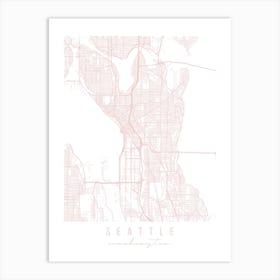 Seattle Washington Light Pink Minimal Street Map Art Print