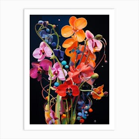 Surreal Florals Sweet Pea 4 Flower Painting Art Print
