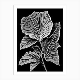 Primrose Leaf Linocut 3 Art Print