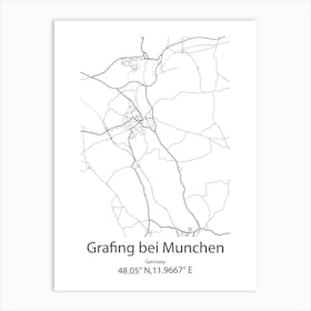 Grafing Bei Munchen,Germany Minimalist Map Art Print