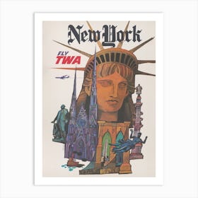 New York Fly Twa Travel Poster Art Print