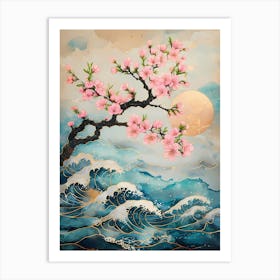 Asian Cherry Blossoms On The Sea Art Print