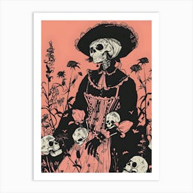 Skeleton Woman Art Print