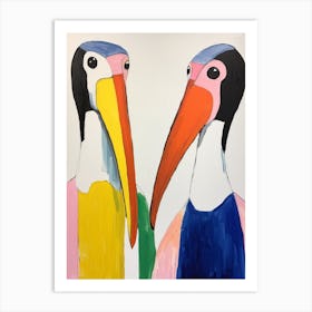 Colourful Kids Animal Art Pelican 1 Art Print