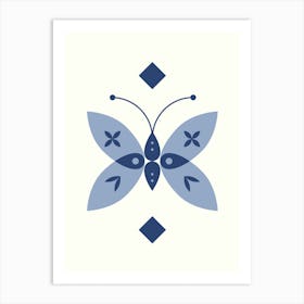 Geometric Butterfly in Grey Art Print