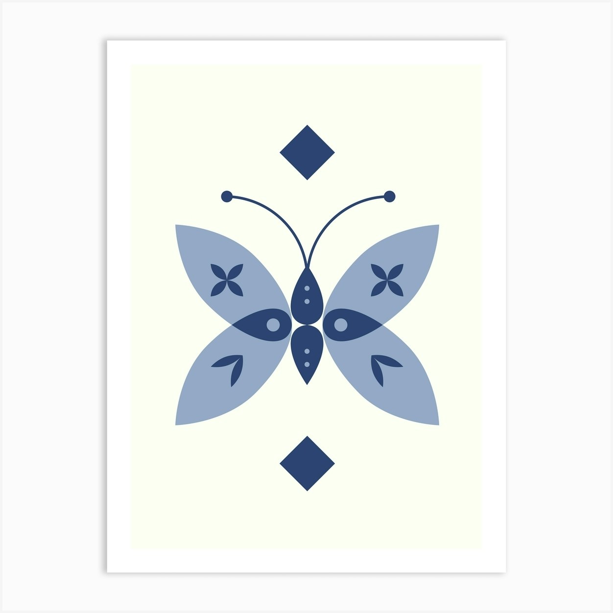 Geometric Butterfly in Grey Art Print