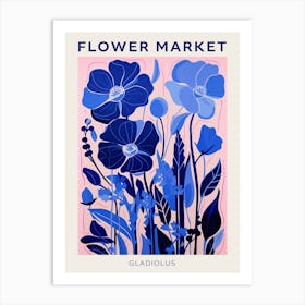 Blue Flower Market Poster Gladiolus 2 Art Print