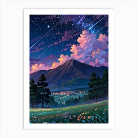 Night Sky Anime aesthetic 37 Art Print