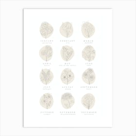 Birth Flower Chart| Neutral Florals Art Print