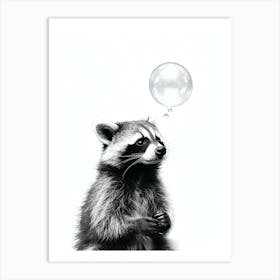 Raccoon Blowing A Bubble Illustration 2 Art Print