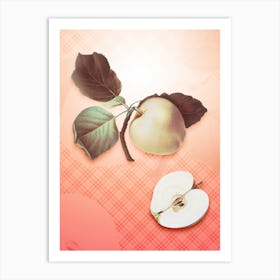 Astracan Apple Vintage Botanical in Peach Fuzz Tartan Plaid Pattern n.0093 Art Print