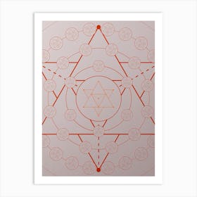 Geometric Abstract Glyph Circle Array in Tomato Red n.0224 Art Print
