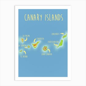 Canary Islands map Art Print