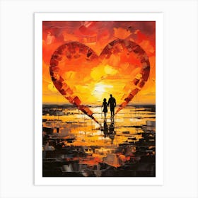 Sunset Impasto Silhouettes 1 Art Print