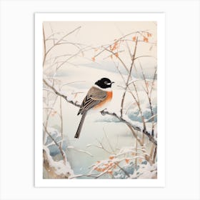 Winter Bird Painting Sparrow 1 Art Print