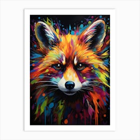 Raccoon Vibrant Paint Splash 2 Art Print