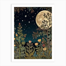 Moonlight In The Forest Style William Morris Art Print 8 Art Print