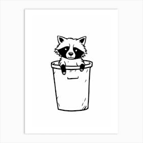 A Minimalist Line Art Piece Of A Honduran Raccoon 3 Art Print