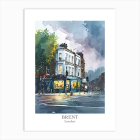 Brent London Borough   Street Watercolour 4 Poster Art Print