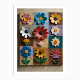 Puzzle Flowers Art Print