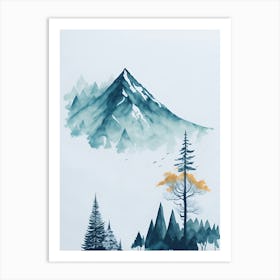 Mountain And Forest In Minimalist Watercolor Vertical Composition 322 Art Print