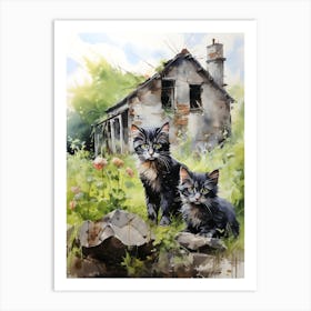 Irish Cats in Watercolor 2 Art Print