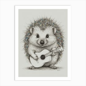 Hedgehog Playing Guitar 8 Art Print