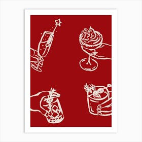 Red Christmas Drinks Poster Art Print