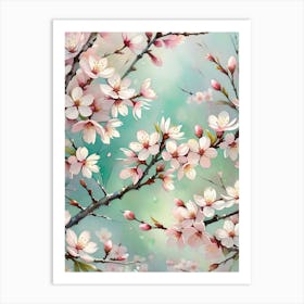 Cherry Blossoms Wallpaper Art Print