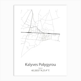 Kalyves Polygyrou,Greece Minimalist Map Art Print