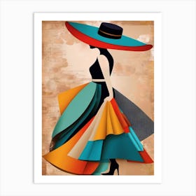 Fashion Girl With Vintage Hat Art Print
