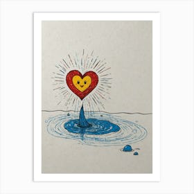 Heart In The Water 1 Art Print