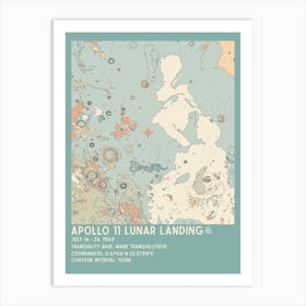 Apollo 11 Lunar Landing Site Vintage Moon Map Art Print