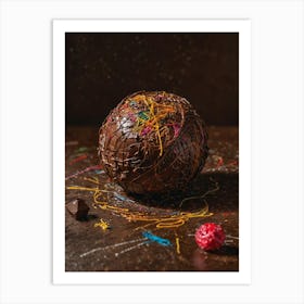 Chocolate Ball On A Dark Background Art Print