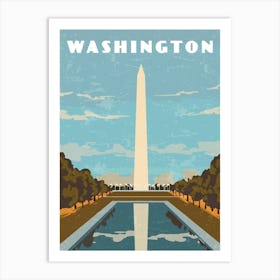 Washington, USA — Retro travel minimalist poster Art Print