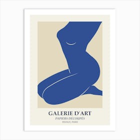 Woman body art, Matisse style, Mid century modern, Neutral retro print Art Print