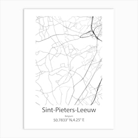 Sint Pieters Leeuw,Belgium Minimalist Map Art Print