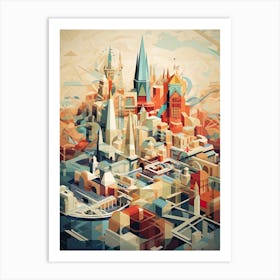 Moscow, Russia, Geometric Illustration 4 Art Print