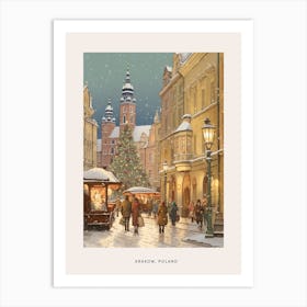 Vintage Winter Poster Krakow Poland 3 Art Print