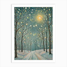 Snowy Forest Lights no2 Art Print