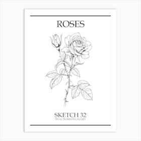 Roses Sketch 32 Poster Art Print