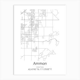 Ammon,United States Minimalist Map Art Print