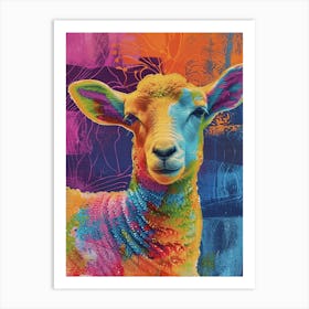 Kitsch Rainbow Sheep Collage 1 Art Print