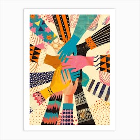 Group Of People Holding Hands 2 Art Print