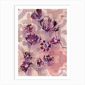 Violet Flowers On A Tile Art Print