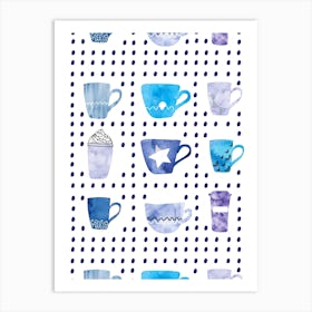 Watercolor Coffee Cups Art Print
