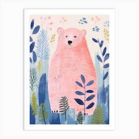 Playful Illustration Of Grizzly Bear For Kids Room 3 Art Print
