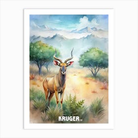 Kruger National Park Watercolor Painting Landscape Art Print